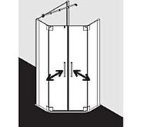 Kermi Pasa XP porte de douche pentagonale battante PXF45090181AK 90x90x185cm, argent mat brillant, TSG clair