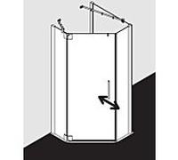 Kermi Pasa XP porte de douche pentagonale battante PXL4309018VAK 90x90x185cm, argent brillant, verre de sécurité trempé, gauche