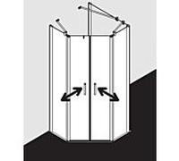 Kermi douche pentagonale Pega PEF4509020VPK 90x90x200cm, argent brillant, TSG clear Clean