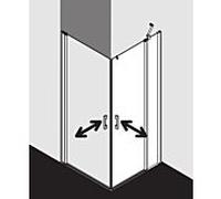 Kermi Pega demi-entrée d'angle porte battante 2 pcs. PEEPR08318VPK 83x185cm, argent brillant, verre de sécurité trempé clair, à droite, sur la zone de douche