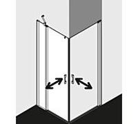 Kermi Pega demi-entrée d'angle porte battante 2 pcs. PEEPR08320VPK 83x200cm, argent brillant, verre de sécurité trempé clair, à droite, sur la zone de douche