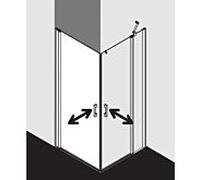Kermi Pega demi-entrée d'angle pour porte battante PE1EL09018VUK 90x185cm, verre de sécurité trempé argent brillant SR Opaco, gauche
