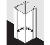 Kermi Pega demi-entrée d'angle porte battante 2 pcs. PEEPL07520VPK 75x200cm, argent brillant, verre de sécurité trempé clair, gauche, sur receveur de douche