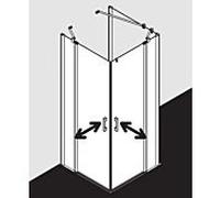 Kermi Pega demi-entrée d'angle porte battante 2 pcs. PEEPL09018VPK 90x185cm, argent brillant, verre de sécurité trempé clair, gauche, sur receveur de douche