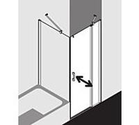 Kermi Pega porte battante 2000 -swing avec panneau fixe PE1NR11018VYK 110x185cm, verre de sécurité trempé argent brillant SR Opaco Clean, à droite, sur receveur de douche