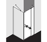 Kermi Pega porte battante 2000 -swing avec panneau fixe PE1NR11020VPK 110x200cm, argent brillant, verre de sécurité trempé clair, à droite, sur receveur de douche
