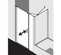 Kermi Pega porte battante 2000 -swing avec panneau fixe PE1OL11020VNK 110x200cm, verre de sécurité trempé argent brillant SR Arena C, gauche, sur receveur de douche