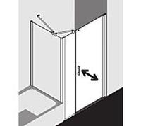 Kermi Pega porte battante 2000 -swing avec panneau fixe PE1OR11018VZK 110x185cm, verre de sécurité trempé argent brillant SR Arena C Clean, à droite, sur receveur de douche