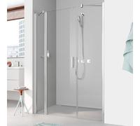 Kermi Pega porte battante 2000 -swing avec panneau fixe PE1AL11020VAK 110x200cm, argent brillant, verre de sécurité trempé transparent, gauche, sur receveur de douche