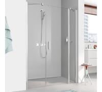 Kermi Pega porte battante 2000 -swing avec panneau fixe PE1AR10020VPK 100x200cm, argent brillant, verre de sécurité trempé clair, à droite, sur receveur de douche