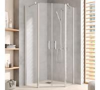 Kermi Cabine de douche pentagonale Pega PEF4509020VAK 90x90x200cm, argent brillant, TSG clair