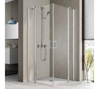 Kermi Pega demi-entrée d'angle porte battante 2 pcs. PEEPR09020VPK 90x200cm, argent brillant, verre de sécurité trempé clair, à droite, sur receveur de douche