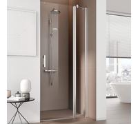 Kermi Pega porte battante 2000 -swing avec panneau fixe PE1FR11020VPK 110x200cm, argent brillant, verre de sécurité trempé clair, droite