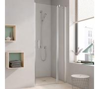 Kermi Pega porte battante 2000 -swing avec panneau fixe PE1GR09018VAK 90x185cm, argent brillant, verre de sécurité trempé, droite