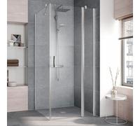 Kermi Pega porte battante 2000 -swing avec panneau fixe PE1NR11020VPK 110x200cm, argent brillant, verre de sécurité trempé clair, à droite, sur receveur de douche