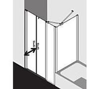 Kermi Pega porte battante avec panneau fixe PEPFL11018VAK 110x185cm, argent brillant, TSG clair, gauche, sur receveur de douche