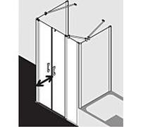 Kermi Pega porte battante avec panneau fixe PEPFL11018VYK 110x185cm, verre de sécurité trempé brillant argenté SR Opaco Clean, gauche, sur receveur de douche