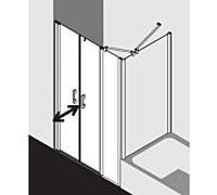 Kermi Pega porte battante avec panneau fixe PEPFL11020VUK 110x200cm, verre de sécurité trempé argent brillant SR Opaco, gauche, sur receveur de douche