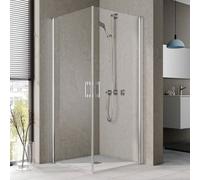 Kermi Pega demi-entrée d'angle pour porte battante PE1EL10318VAK 103x185cm, argent brillant, TSG clair, gauche, sur zone de douche