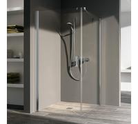 Kermi Pega fait la navette. 2000 -fl., bas du plancher à champs fixes PE1KL08020VAK 80x200cm, argent brillant, verre de sécurité trempé, gauche, sur receveur de douche