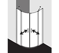 Kermi Pega porte battante quart de cercle avec panneaux fixes PEP5510120VAK 100x200cm, argent / brillant, rayon 52 / 55cm