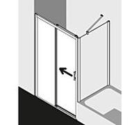 Kermi Pega porte coulissante 2 pcs. sans sol avec champ fixe PED2L10318VAK 103x185cm, argent brillant, verre de sécurité trempé, à gauche, sur la zone de douche