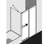 Kermi Pega porte coulissante 2 pcs. sans sol avec champ fixe PED2R10018VUK 100x185cm, verre de sécurité trempé brillant argenté SR Opaco, à droite, sur receveur de douche