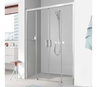 Kermi slip Pega. 4 pièces. sans sol avec champs fixes PED4B12020VPK 120x200cm, argent brillant, verre de sécurité trempé clair, sur receveur de douche