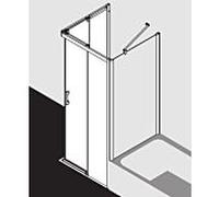 Kermi porte d'entrée coulissante d'angle Pega 2 pièces sans sol PEC2R11018VPK 110x185cm, argent brillant, verre de sécurité trempé clair, à droite, sur receveur de douche