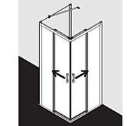 Kermi porte d'entrée coulissante d'angle Pega 2 pièces sans sol PEC2R12020VPK 120x200cm, argent brillant, verre de sécurité trempé clair, à droite, sur receveur de douche