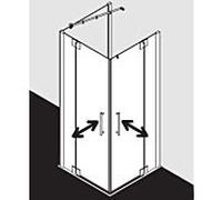 Kermi porte battante d'entrée de Pasa XP à panneau fixe PXEPL08020VPK 80x200cm, argent brillant, verre de sécurité trempé transparent, demi-partie gauche, sur receveur de douche