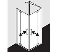 Kermi porte battante d'entrée d' Pasa XP avec panneau fixe PXEPL100201PK 100x200cm, argent mat brillant, verre de sécurité trempé transparent, demi-partie gauche, sur receveur de douche