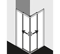 Kermi porte d'entrée coulissante d'angle Pega 2 pièces sans sol PEC2R10018VPK 100x185cm, argent brillant, verre de sécurité trempé clair, à droite, sur receveur de douche