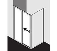 Kermi porte Liga 2 pcs. sans plancher avec champ fixe LID2L11520VAK 111-116x200cm, argent brillant, verre de sécurité trempé, gauche, sur receveur de douche