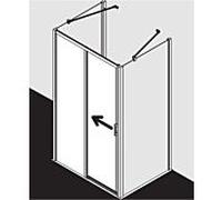Kermi porte Liga 2 pcs. sans plancher avec champ fixe LID2L13020VAK 126-131x200cm, argent brillant, verre de sécurité trempé, gauche, sur receveur de douche