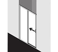 Kermi porte Liga 2 pcs. sans plancher avec champ fixe LID2L15520VAK 151-156x200cm, argent brillant, verre de sécurité trempé, gauche, sur receveur de douche
