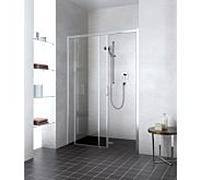 Kermi porte Liga 2 pcs. sans plancher avec champ fixe LID2R13520VPK 131-136x200cm, argent brillant, verre de sécurité trempé clair, à droite, sur receveur de douche