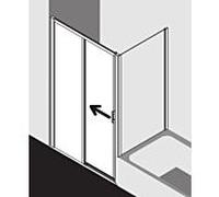 Kermi porte Liga 2 pcs. sans plancher avec panneau fixe LID2L12520VAK 121-126x200cm, argent brillant, verre de sécurité trempé, gauche, sur receveur de douche