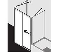 Kermi porte Liga 2 pcs. sans plancher avec champ fixe LID2L16020VAK 156-161x200cm, argent brillant, verre de sécurité trempé, gauche, sur receveur de douche