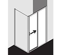 Kermi porte Liga 2 pcs. sans plancher avec panneau fixe LID2R150201PK 146-151x200cm, argent mat brillant, verre de sécurité trempé clair, à droite, sur receveur de douche