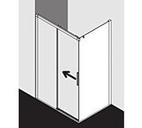 Kermi porte Nica , 2 pièces, avec panneau fixe NID2L13320VPK 133x200cm, argent brillant, verre de sécurité trempé transparent, gauche, sur la douche