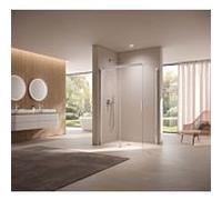 Kermi porte Nica , 2 pièces, avec panneau fixe NID2L15020VPK 150x200cm, argent brillant, verre de sécurité trempé clair, gauche, sur receveur de douche