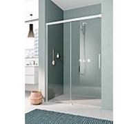 Kermi porte Nica , 2 pièces, avec panneau fixe NIL2L11020VAK 110x200cm, argent brillant, verre de sécurité trempé, gauche