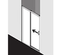 Kermi Pega porte coulissante 2 pcs. sans sol avec champ fixe PED2L10318VPK 103x185cm, argent brillant, verre de sécurité trempé clair, à gauche, sur la zone de douche