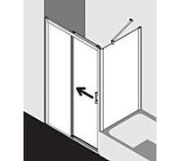 Kermi Pega porte coulissante 2 pcs. sans sol avec champ fixe PED2L10318VUK 103x185cm, verre de sécurité trempé brillant argenté SR Opaco, à gauche, sur la zone de douche