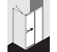 Kermi Pega porte coulissante 2 pcs. sans sol avec champ fixe PED2R12020VAK 120x200cm, argent brillant, verre de sécurité trempé, à droite, sur receveur de douche
