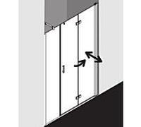 Kermi porte pliante Diga avec panneau fixe en niche DI2OR12020VPK 120x200cm, argent brillant, verre de sécurité trempé clair, droite