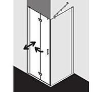 Kermi porte pliante Diga pour paroi latérale DI2SL11018VPK 110x185cm, argent brillant, verre de sécurité trempé transparent, gauche, sur receveur de douche