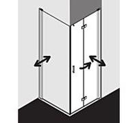 Kermi porte pliante Diga pour paroi latérale DI2SR10018VPK 100x185cm, argent brillant, verre de sécurité trempé transparent, à droite, sur receveur de douche