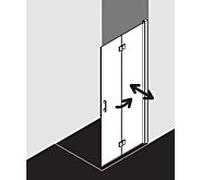 Kermi porte pliante Liga LI2YR100201PK 100x200cm, argent mat brillant, verre de sécurité trempé clair, droite
